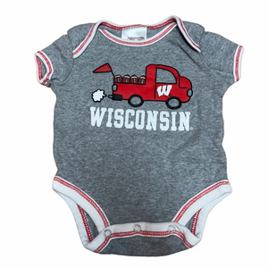 Russell Athletic Wisconsin Badgers Gray and Red Baby Onesie